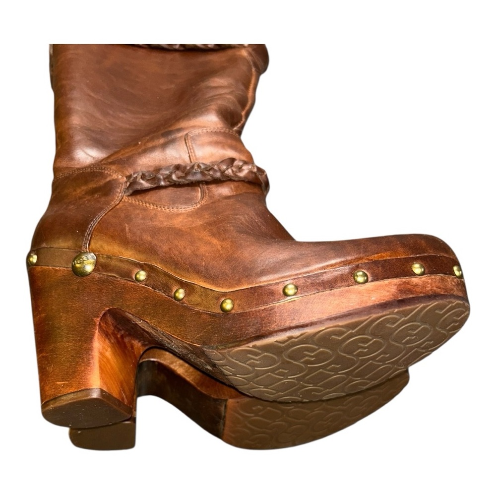 UGG Brown Heeled Boots with Braided Accent - Picture 9 of 16